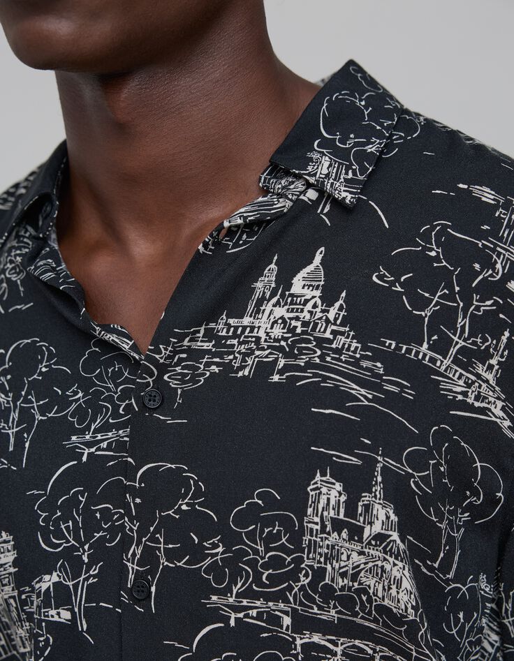 Pure Edition-Camisa negra toile de Jouy SLIM para hombre-4 Pure Edition-Camisa negra toile de Jouy SLIM para hombre-4