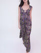 Langes schwarzes Damenkleid, rückenfrei, Maxi-Blumenprint-4