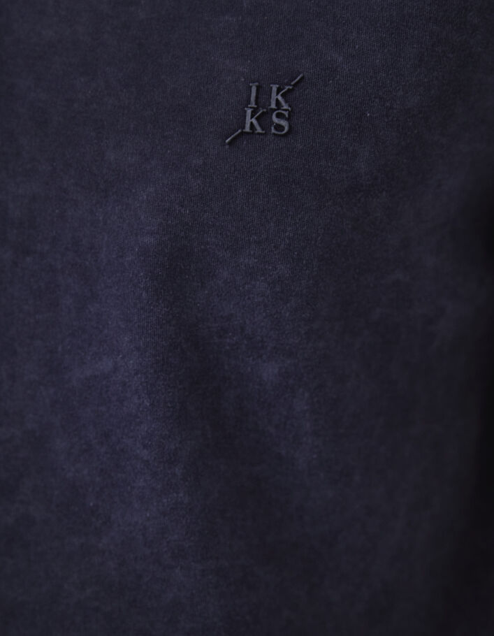 Marineblaues Washed-Herrenpolohemd mit kurzen Ärmeln - IKKS