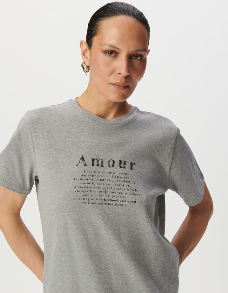 Grey short-sleeved T-shirt with slogan-4 Grey short-sleeved T-shirt with slogan-4