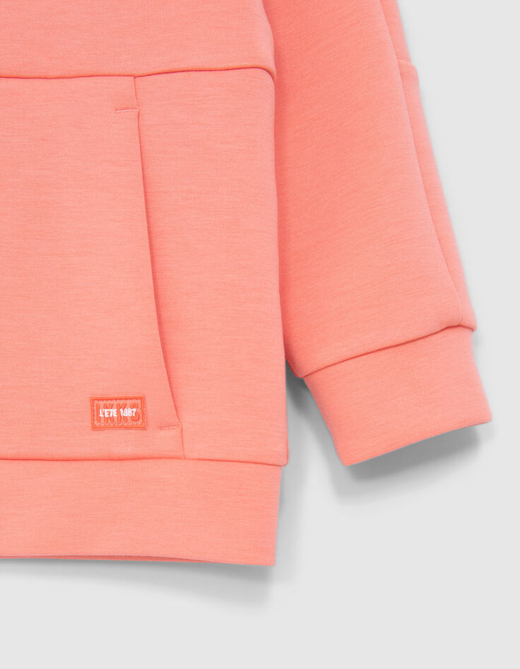 Boys’ neon orange cardigan, embossed checkerboard on back-4