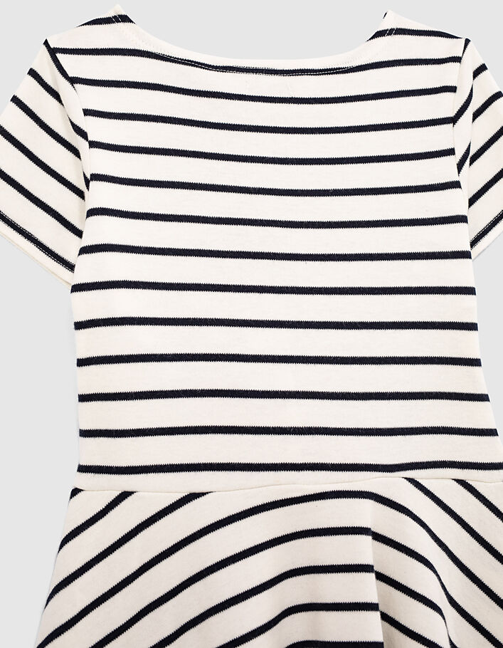 Girls’ ecru dress with navy stripes - IKKS