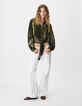 Women's tie and dye khaki shirt-1