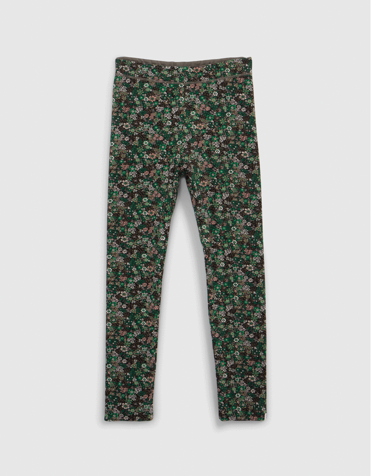 Leggings réversible imprimé léo-floral et kaki fille-2 Leggings réversible imprimé léo-floral et kaki fille-2