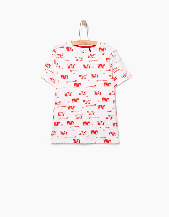 Weißes T-Shirt mit rotem WAY-Print für Jungen  - IKKS