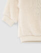 Baby boys&rsquo; beige Sherpa sweatshirt, khaki nylon shoulders-5