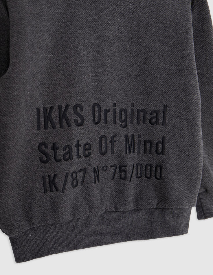 Cardigan zippé gris maille Ottoman broderie dos garçon-5 Cardigan zippé gris maille Ottoman broderie dos garçon-5