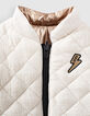 Baby girls’ gold nylon and ecru quilted reversible jacket-6