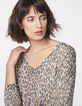 Women’s black panther print V-neck sweater-4