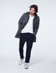 Men’s navy textured fabric jogpants-5