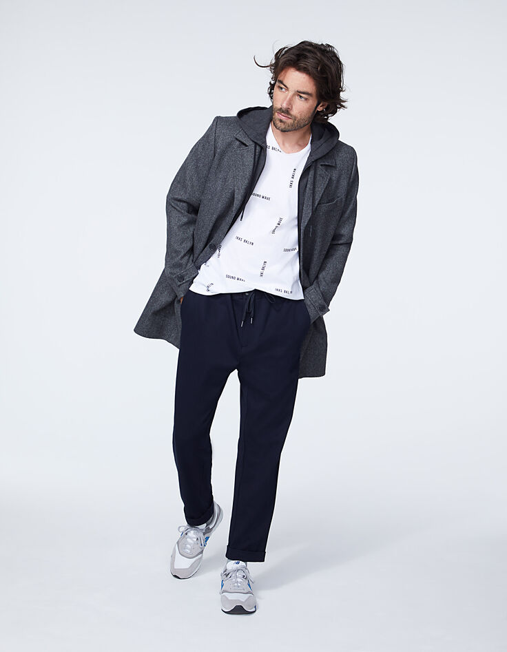Men’s navy textured fabric jogpants-5