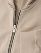 Cardigan beige à capuche zip bicolore garçon-2