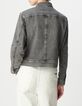 Graue Jeansjacke mit Rei&szlig;verschluss f&uuml;r Damen-3