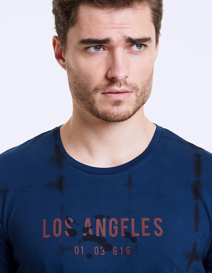 Indigoblaues Herren-T-Shirt mit Tie-Dye-Optik Los Angeles - IKKS