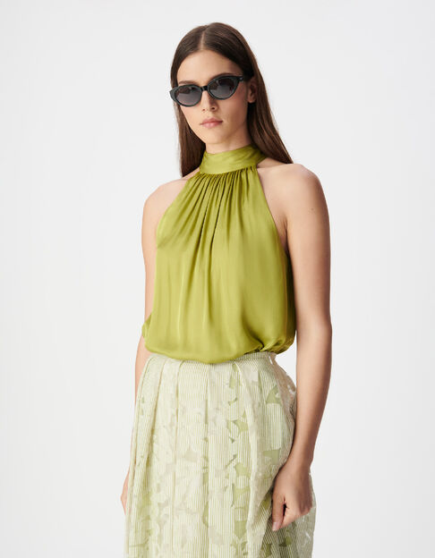 Groen satijnen mouwloze top Dames - IKKS