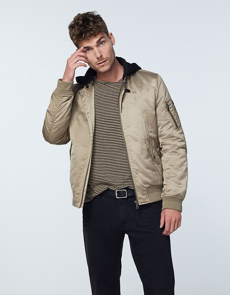 Bomber vison à capuche molleton amovible Homme-2