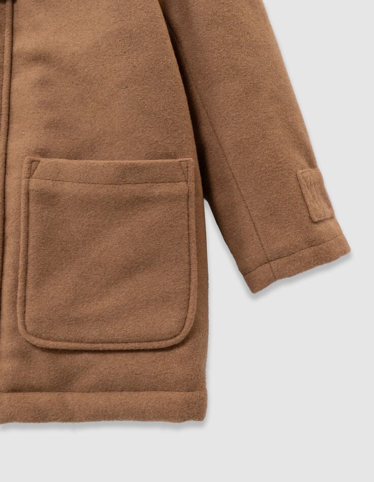 Beige wollen jas met kap dufflecoatstijl jongens-5 Beige wollen jas met kap dufflecoatstijl jongens-5