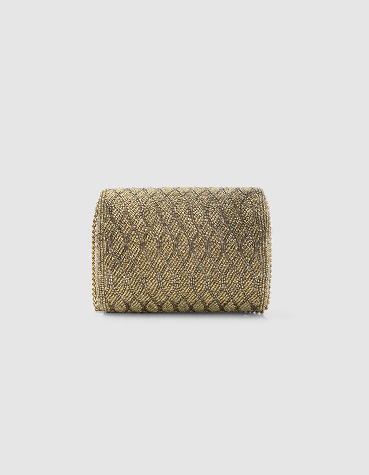 Sac à main doré brodé perles fille-4