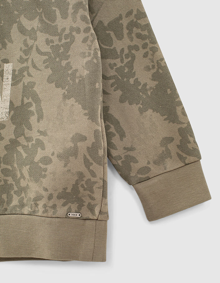 Kaki sweater camouflage-bladerenmotief jongens - IKKS