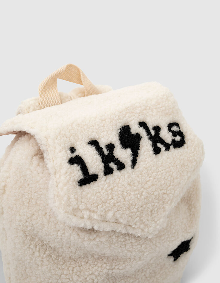 Cremewei&szlig;er Rucksack aus Sherpafleece f&uuml;r Babym&auml;dchen-2