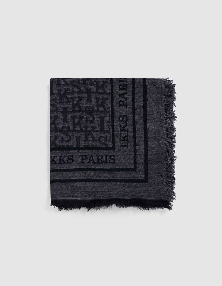 Foulard carré gris jacquard motif monogramme IKKS Femme-2