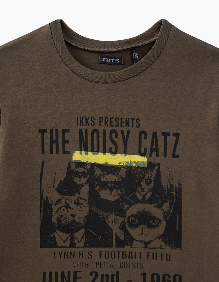 Bronskleurig T-shirt met katten The Noisy Catz jongens  - IKKS