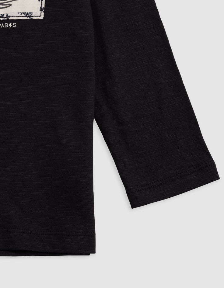 T-shirt noir coton bio guitare-ampli sur imprimé garçon-4 T-shirt noir coton bio guitare-ampli sur imprimé garçon-4