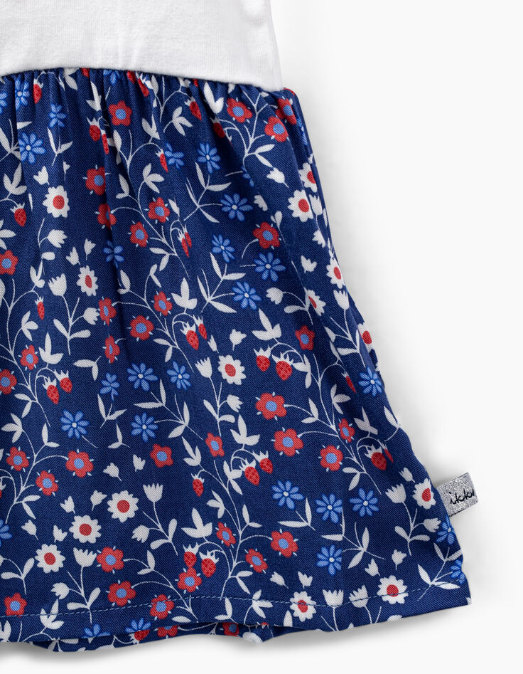 Robe bi matière blanc et navy imprimé bébé fille-5 Robe bi matière blanc et navy imprimé bébé fille-5