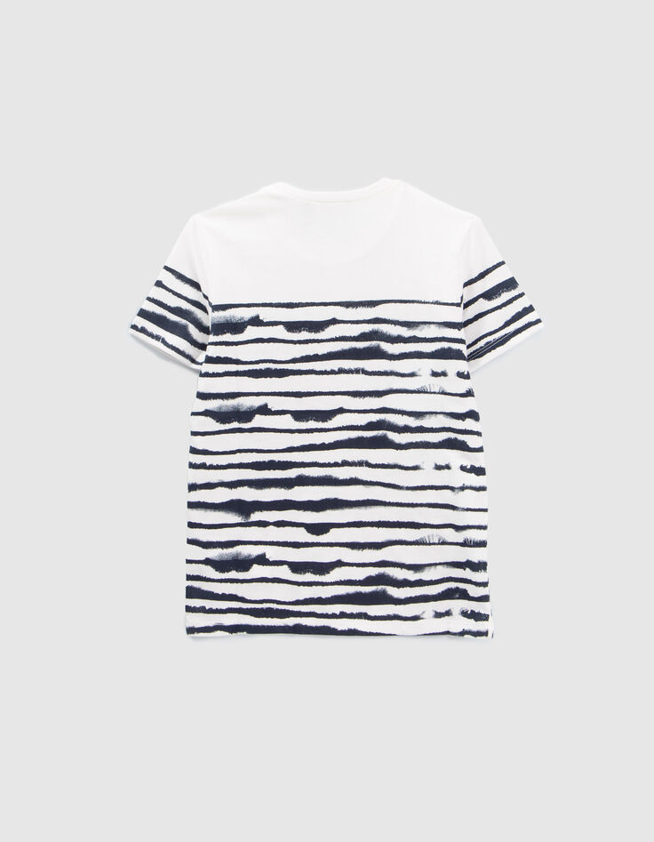 T-shirt ray&eacute; blanc et bleu gar&ccedil;on-3
