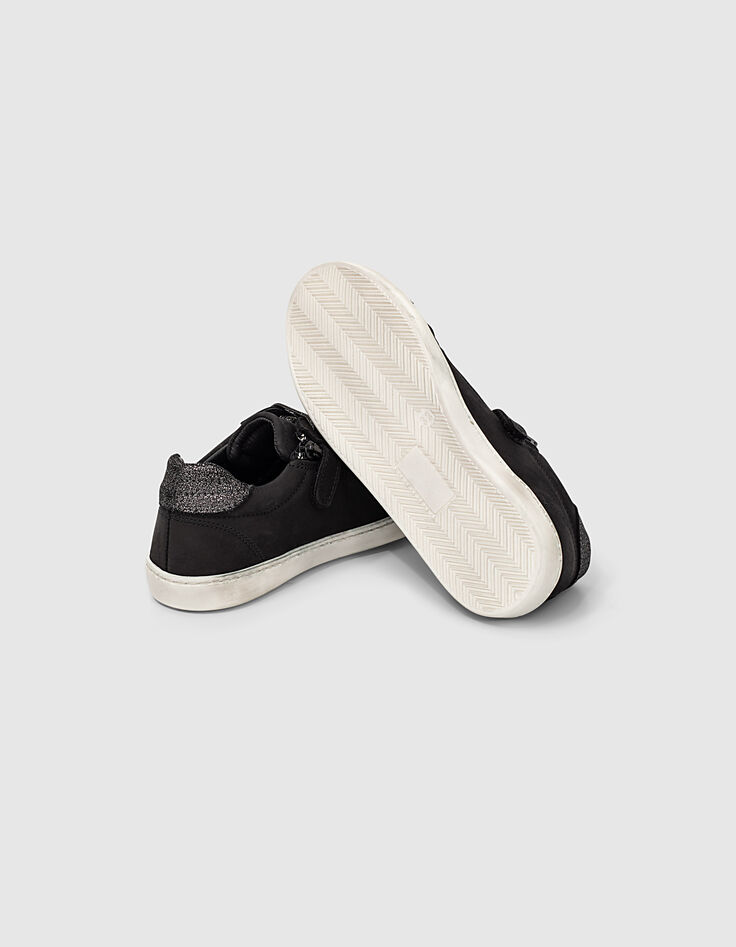 Schwarze Mädchen-Sneakers aus Veloursleder mit Nieten-6