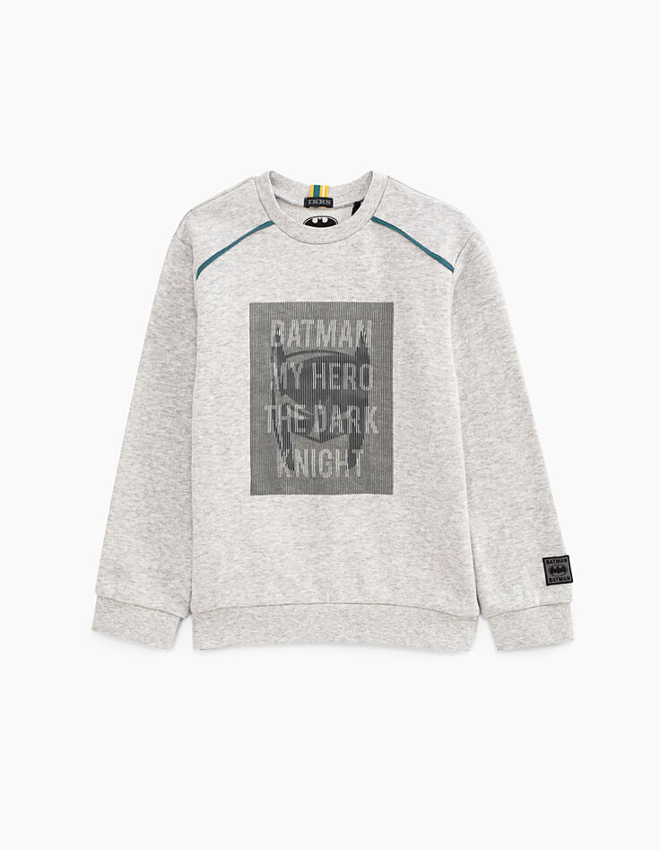 Sweat Batman gris print masque et flocage rayures garçon -1