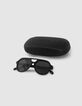 Lunettes solaires noires style pilote Femme-6