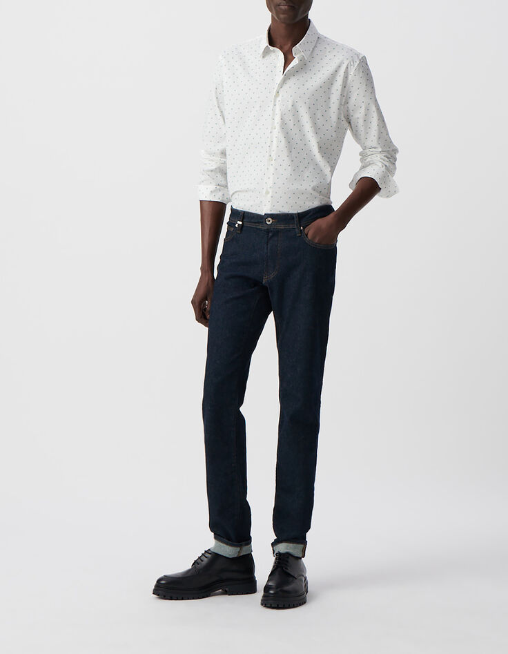 Men&rsquo;s white SLIM shirt with minimalist print-3
