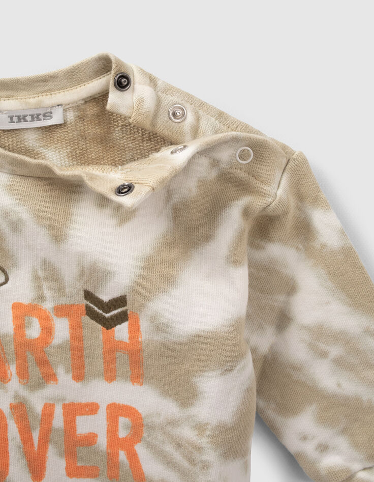 Baby boys’ beige tie-dye slogan sweatshirt-3