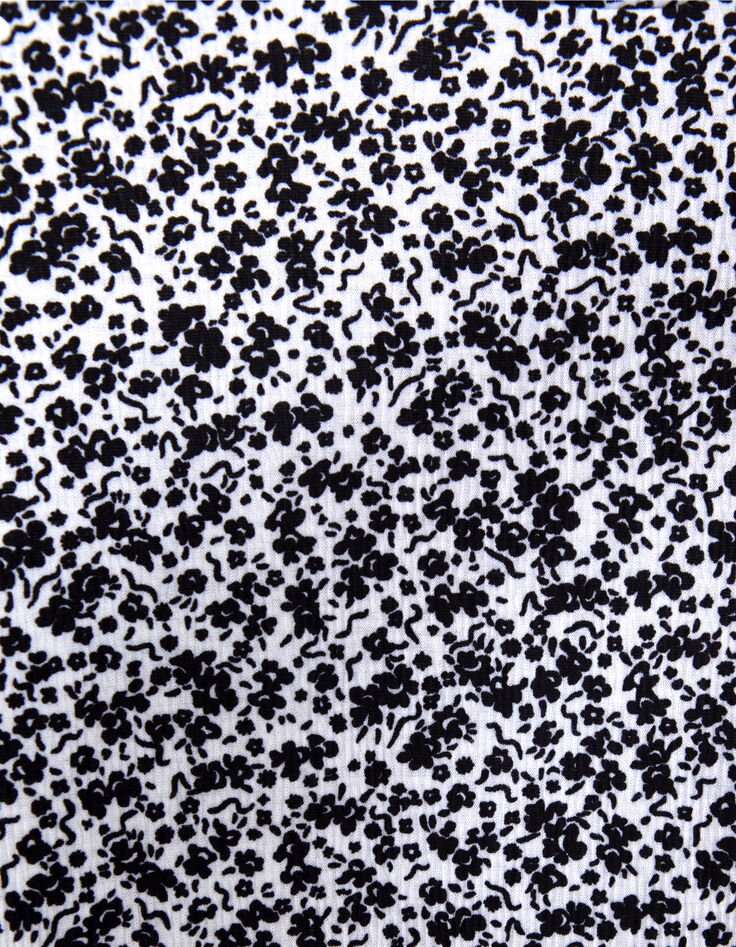 Gebroken wit T-shirt zwarte bloemenprint meisjes-5