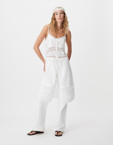 Top blanco tirantes finos con encaje Mujer - IKKS