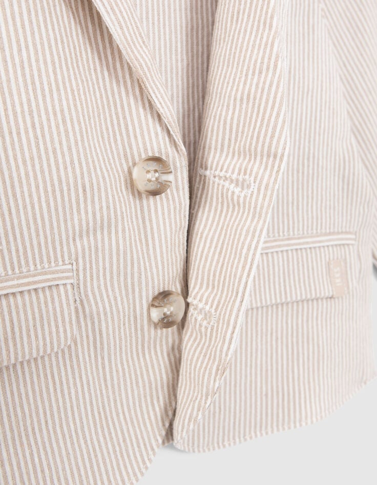 Beige gestreept blazer babyjongens-5