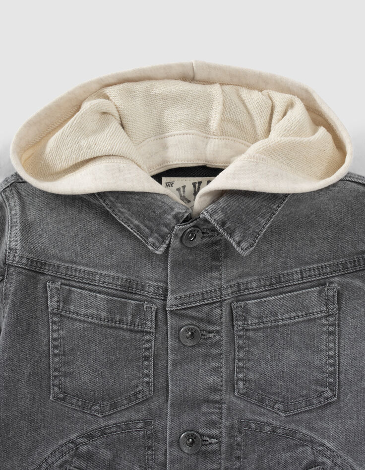 Chaqueta vaquera gris capucha extra&iacute;ble ni&ntilde;o-5