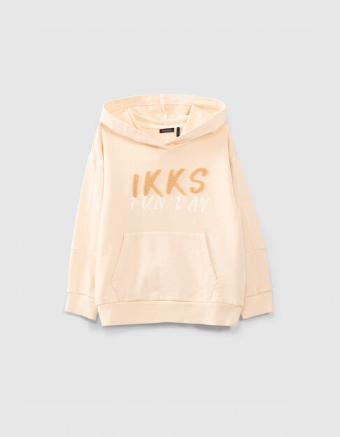 Peach sweater met bouclé letters jongens