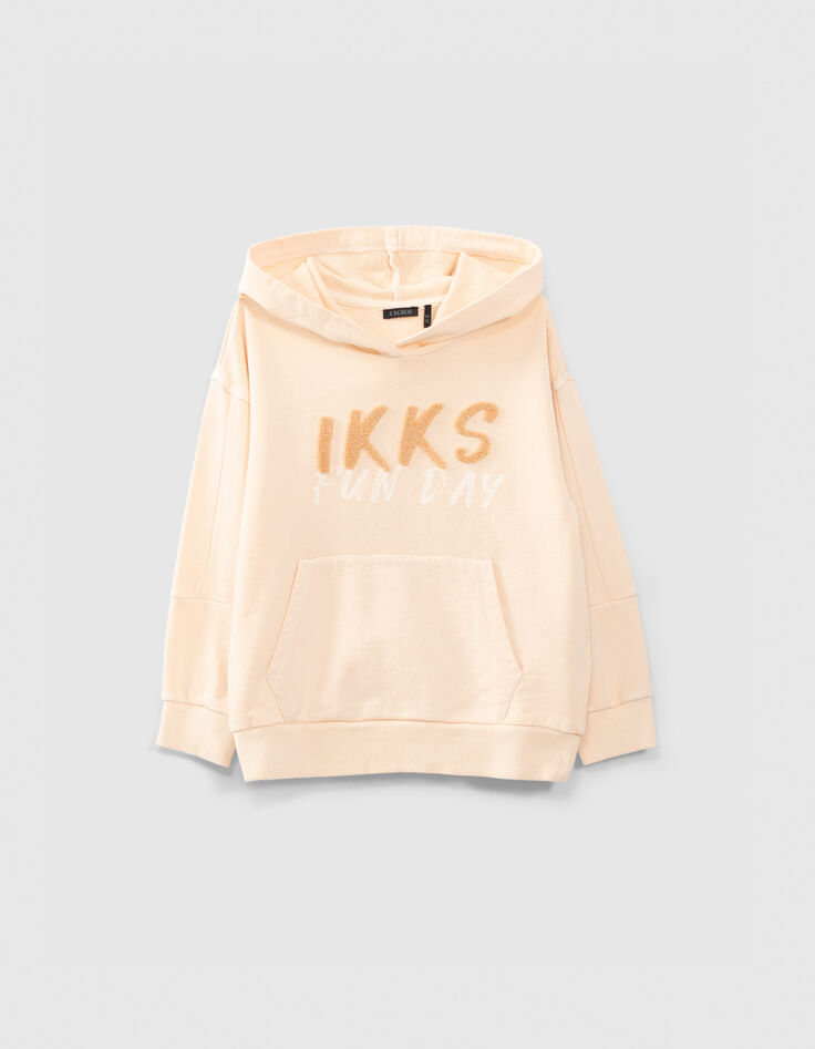 Peach sweater met bouclé letters jongens-1