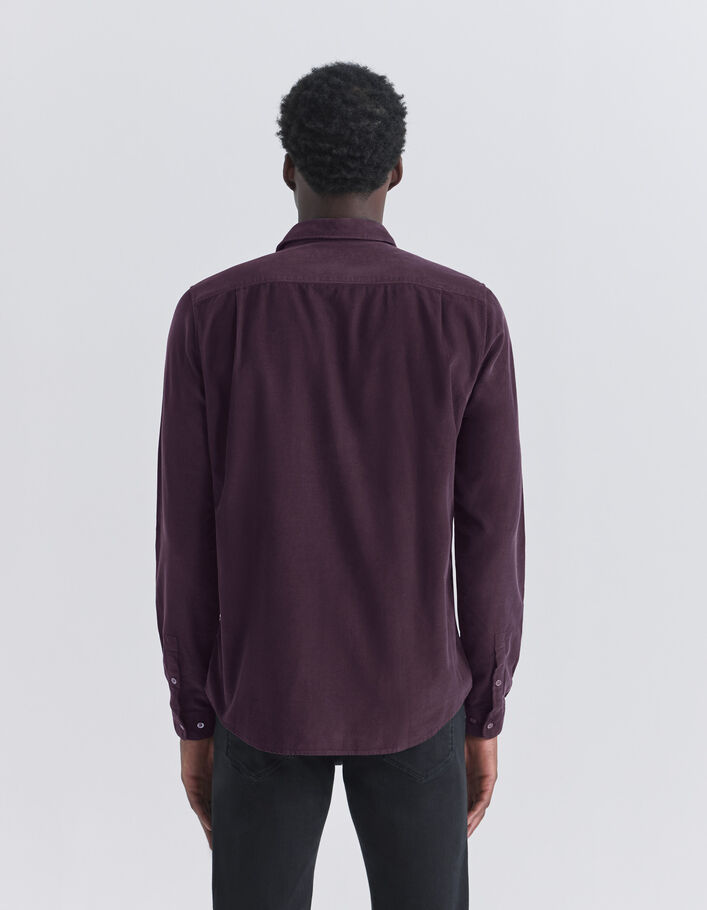 Chemise REGULAR dark plum en velours milleraies Homme-3
