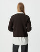 Braune Damen-Kurzstrickjacke 100 % Rippwolle-3