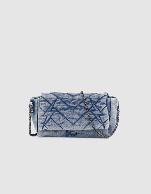 Blue denim handbag with quilted flap for girl - IKKS