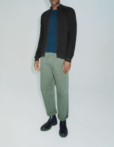 C&aacute;rdigan negro punto cuello camionero Hombre - IKKS