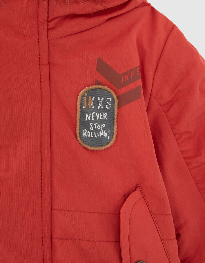 Parka orange fourrée print dos bébé garçon-4