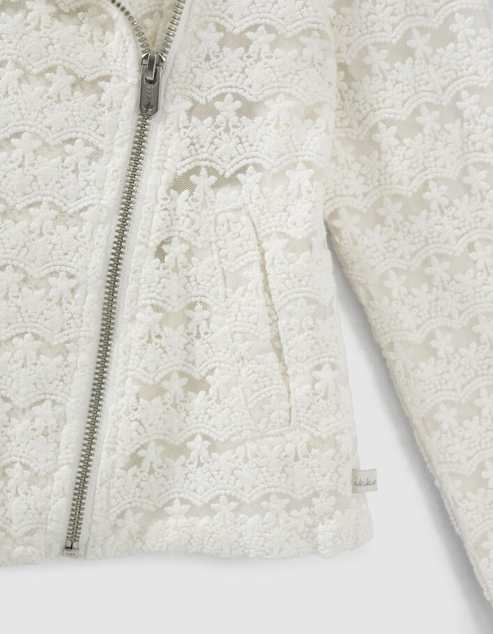 Veste blanc cassé esprit motard en dentelle fille-5