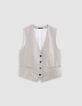 Gilet de costume sans manche gris motif rayures lurex Femme-7