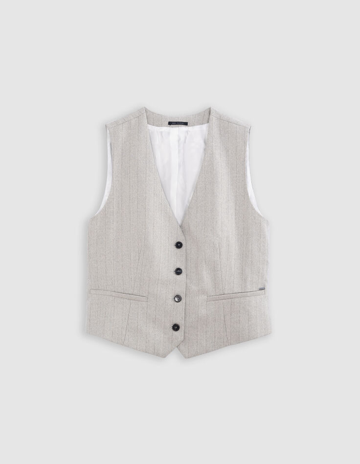 Gilet de costume sans manche gris motif rayures lurex Femme-7
