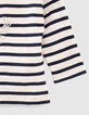 Camiseta marinera crudo bimaterial bordado bebé niña-5
