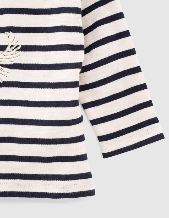 Baby girls’ ecru organic fabric embroidered sailor T-shirt - IKKS